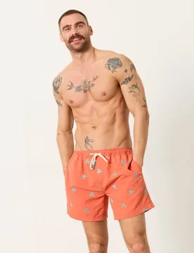 Turtle Embroidered Swim Shorts Orange Mix male - Fatface - FashionsVida
