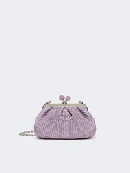 Borsa pasticcino effetto rafia donna lilla
