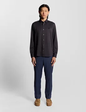 Mens Sharkskin Pleated Trousers - Black Wool - Size 36w/34l - Lyle & Scott - FashionsVida