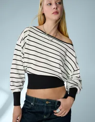 Pull Col Asymétrique Imprimé L Noir