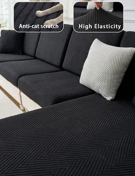 Pieza Funda de cojín de sofá de jacquard de peluche antideslizante, funda elástica para sofá seccional en forma de L y sofá de 1/2/3/4 plazas, de - Shein - FashionsVida