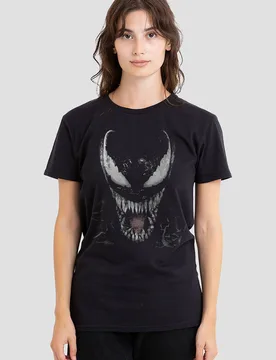 Venom Brock Large Face T-Shirt, Black - Black - Size: S - Marvel - FashionsVida