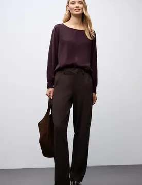 Bluse mit Smok-Bündchen female Rot