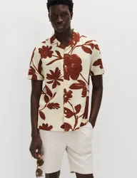 Regular Fit Pure Cotton Short Sleeve Shirt Rust Mix male
