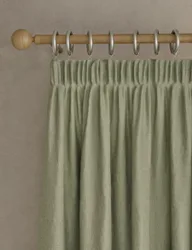 Brushed Pencil Pleat Blackout Ultra Thermal Curtains Sage