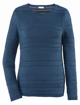 Baumwoll-Pullover Ajour - Rauchblau - female - Size: 42 - Avena - FashionsVida