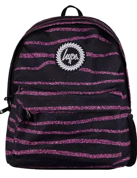 Kids Unisex Glitter Stripe Black/pink Backpack - One Size - HYPE - FashionsVida