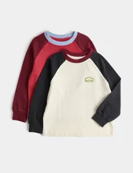 Pack Pure Cotton Raglan Tops (2-8 Yrs) Cream Mix male