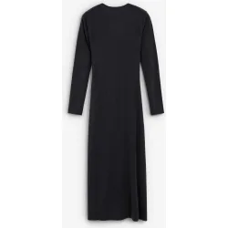 Vestido midi elástico con frunce lateral