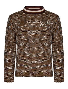 Pullover in tweed con ricamo logo