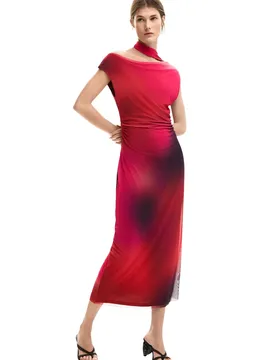 Damen Kleid Fuchsinrot 509513