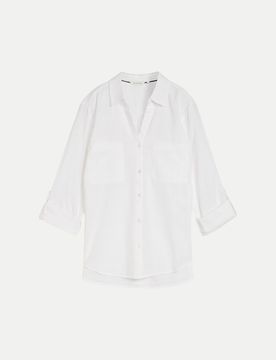 Bluse mit Brusttaschen Weiß 42