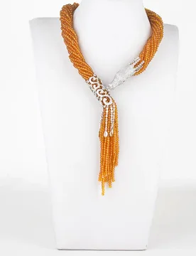 Rows Yellow Crystal Beads Dragon Necklace - Aliexpress - FashionsVida