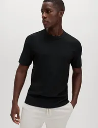 Relaxed Fit Cotton Blend Textured T-Shirt Black male
