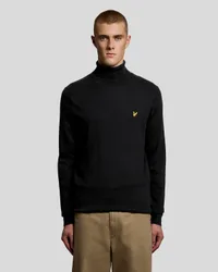 Men's Cotton Merino Turtleneck Jumper in Jet Black