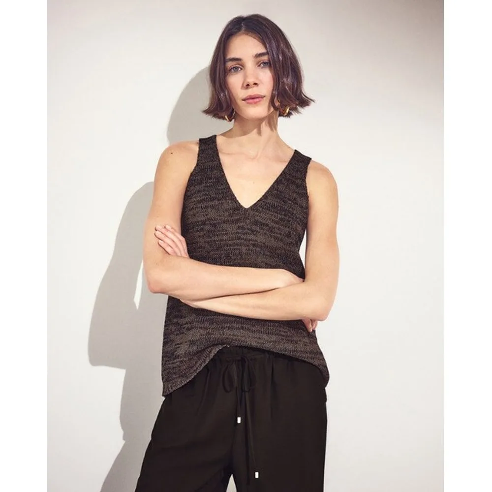 Top de tirantes de mujer con hilo rústico bicolor - Woman El Corte Inglés - FashionsVida