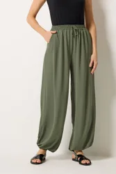 Women's Tall Gathered Hem Trousers in Olive Size: 8L - Olive - Size: 8L
