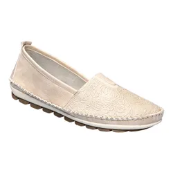 Stretch-Mokassin mit Leder „Sabine“ 38 beige