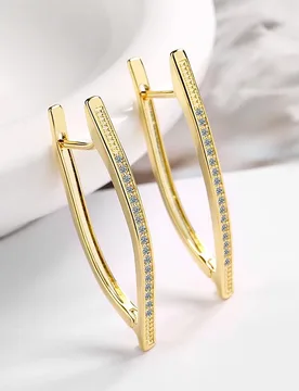 New Fashion Hyperbolic V-Shaped Triangle Drop Earrings For Women Crystal Golden/White Straight Piercing Earring Stud Accessories - Aliexpress - FashionsVida
