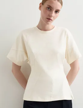 Cotton Modal Twist Detail Top Cream female - Jaeger - FashionsVida