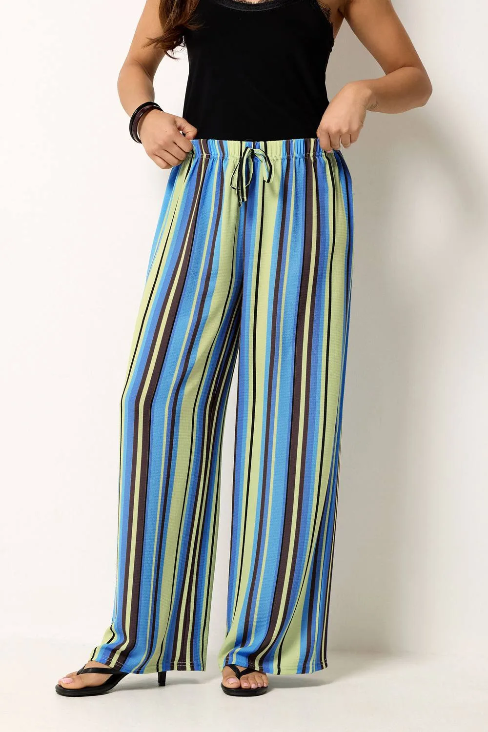 Petite Striped Wide Leg Trousers - Multicolor - Size: 10S - PixieGirl - FashionsVida