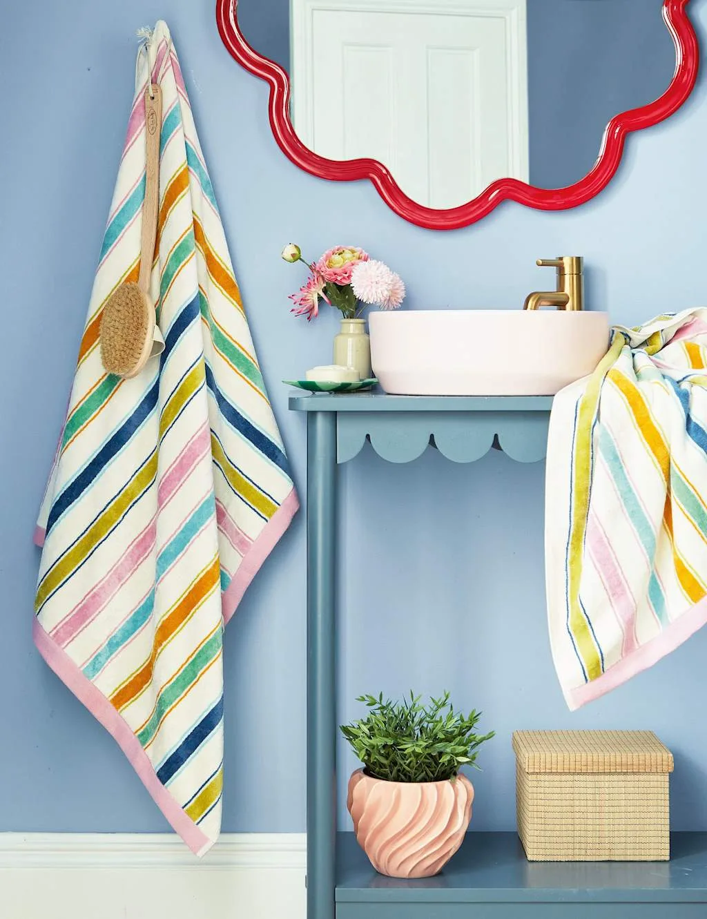 Pure Cotton Barrow Stripe Towel Multi - LAND & SHORE - FashionsVida