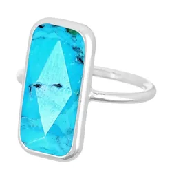 Stabilized Turquoise Rectangle Ring