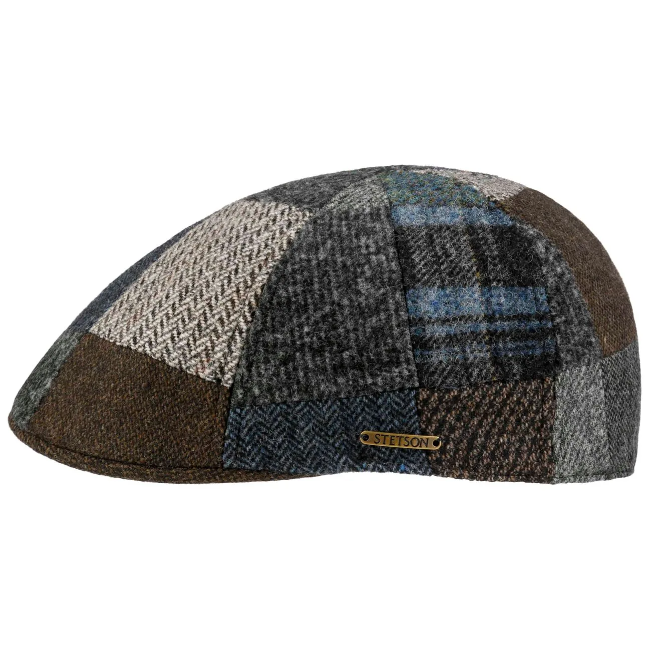 Viscott Patchwork Flat Cap by - brown-blue - Size: XL (60-61 cm) - Stetson - FashionsVida