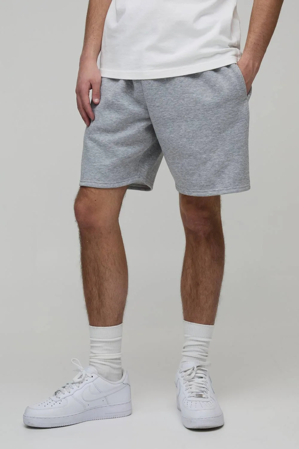 Herren Basic Relaxed Fit Jersey Short Grey Marl Größe 5XL - boohooMAN - FashionsVida