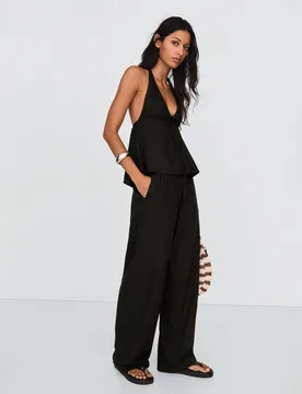 Pantalon Taille Élastique S Noir - Bershka - FashionsVida