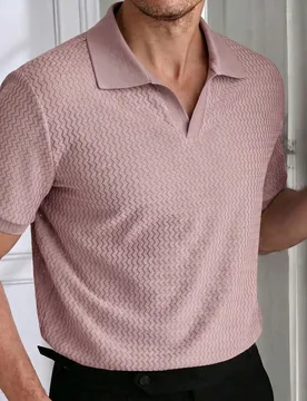 Camisa polo casual de manga corta para hombres, para ir al trabajo y ceremonias - Shein - FashionsVida
