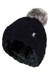 Womens Thermal Fleece Lined Pom Pom Hat - - Size: ONESIZE