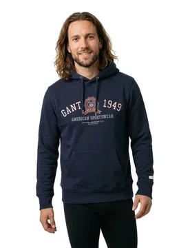 Felpa Con Cappuccio Crest Graphic Navy Blue XL