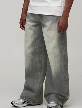 Herren Basic Baggy-Fit Jeans Hosen Stone Größe 34R