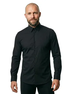 Camicia A Maniche Lunghe Hank Kent C1 222 102133 Black 38 - BOSS - FashionsVida