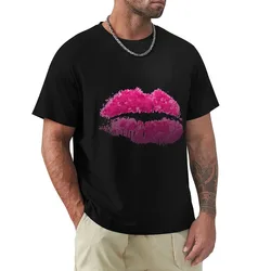 Pixeled Lips T-Shirt Basic Plain Short Sleeve Crew Neck Tee