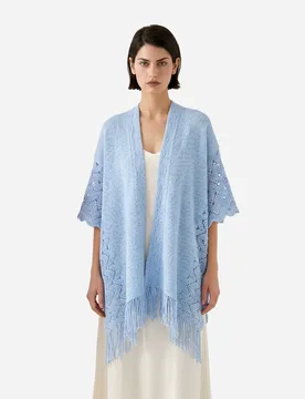 New minimalist Cloak imitation cashmere knitted solid color hollow out women's multifunctional cape tassel office Poncho - Aliexpress - FashionsVida