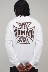 Herren Großes Weißes Regular-Fit Kreuz-Grafik Langarm-Oberteil White Größe Large