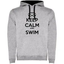Keep Calm And Swim Two-colour Hoodie Heather Grey / Black 3XL Men