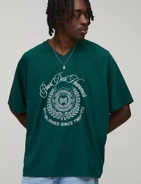 Herren Übergroßes Netz-Eishockey-Oberteil Mit Bestickten Einsätzen Forest Größe Medium - boohooMAN - FashionsVida