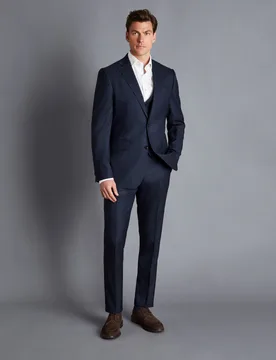 Slim Fit Super 120s Wool Suit Trousers Navy male - Charles Tyrwhitt - FashionsVida