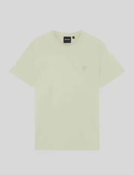 T-shirt verde menta mezza manica in puro cotone con logo aquila tono su tono ricamata sul petto - Lyle & Scott - FashionsVida