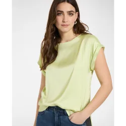 Blusa de mujer de satén ajuste regular con línea recta