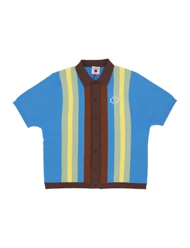 Polo Manica Corta Uomo Jacquard Knit S/s Polo Cardigan Blue - Ice Cream - FashionsVida