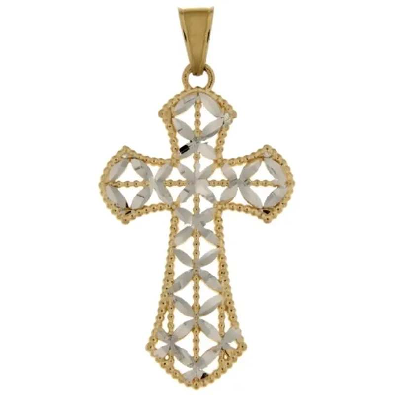 Ciondolo Croce Oro Giallo Bianco GL101386