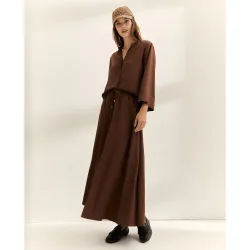 Camisa de mujer cuello mao forma pico manga francesa