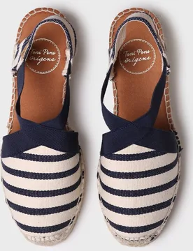 Alpargatas de cuña de mujer de tejido de rayas con elásticos - Toni Pons - FashionsVida