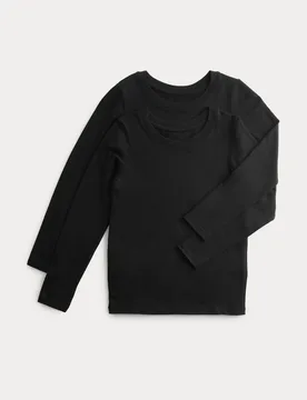 Pack Heatgen™ Thermal Lightweight Tops (2-14 Yrs) Black male - M&S - FashionsVida