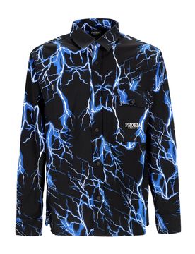 Camicia Manica Lunga Uomo All Over Lightning Shirt Black/blue