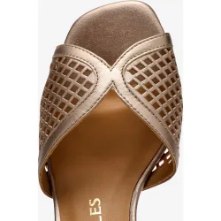 Sandalias de tacón de mujer con pala efecto red de piel